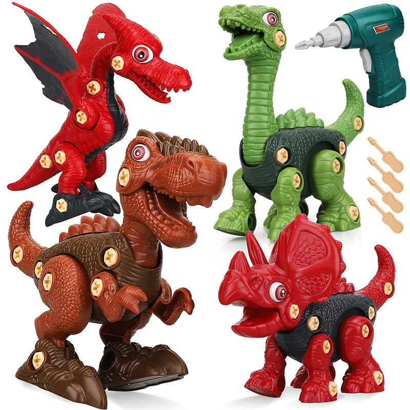 

(Only for US customers) TOY Life 4 Packs Toys Educational DIY Take Apart Dinosaur Toy Assemble Dinosaur with Drill for Kids