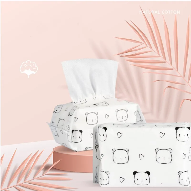 

OMG 100 Pcs soft disposable biodegradable face towel 100% cotton paper towels makeup remover cleansing private label
