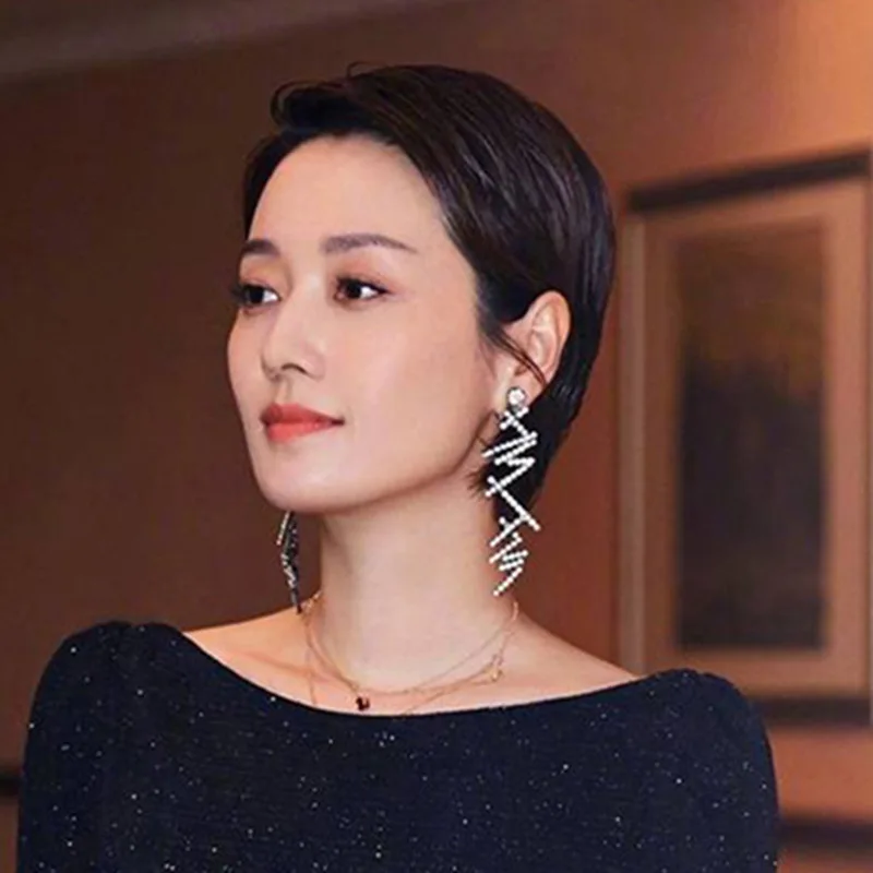 

dan yuan earrings in bulk Polyline broken line crystal earrings statement colorful earrings 2020, Picture