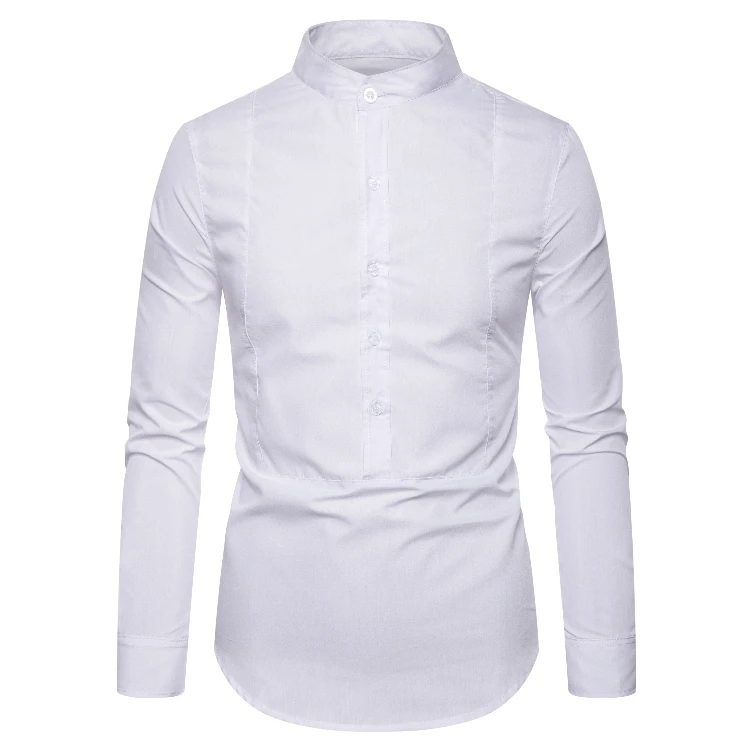 

Eur Size Wholesale Office Wear Stand Collar Long Sleeve Men's Dress White Shirts Men