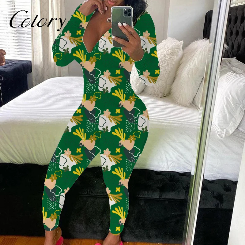 

Colory Jumpsuit Sleepwear Flower Onesie Pajamas With Butt Flap, Picture shows