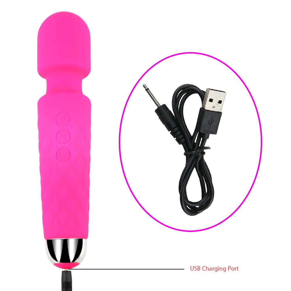 Silicone AV vibrator 20 frequency USB rechargeable massage vibrator