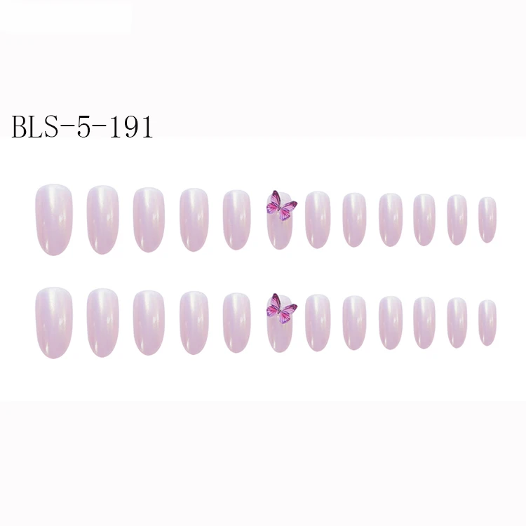 

New style hot sale butterfly popular design finished ladies casual fake nails, Multi color