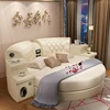 hot sale 2/2.2 meter leather Round Bed Double Bed Wedding Bed with speaker and USB with mattress