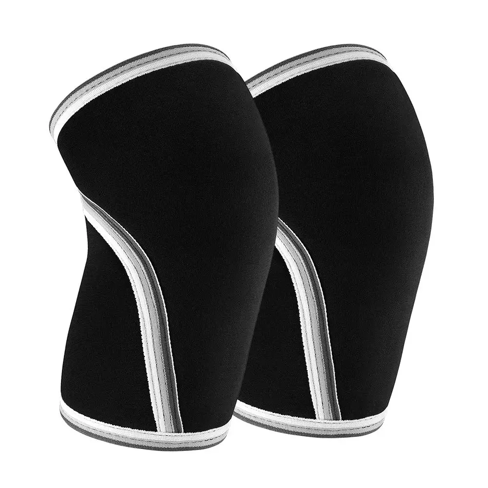 

7mm Neoprene Thick Compression KneePads Knee Brace Support for Weightlifting, Powerlifting, Black+white