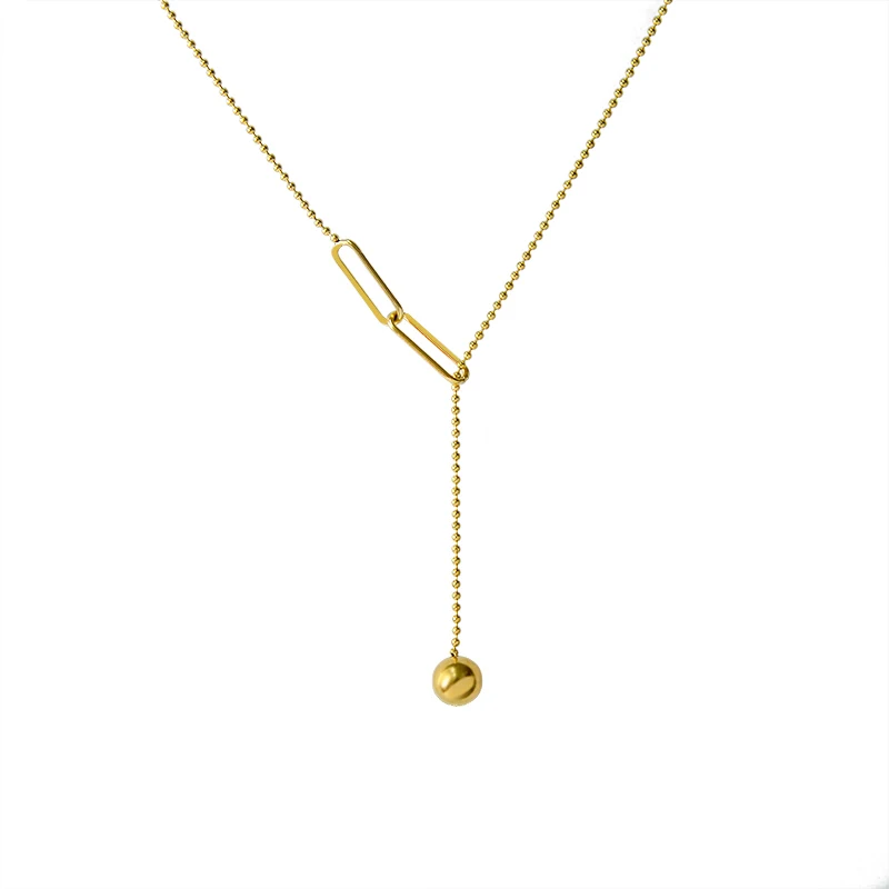 

Cold Wind Simple Ball Adjustable Clavicle Chain Net Red Choker Chain Titanium Steel Necklace