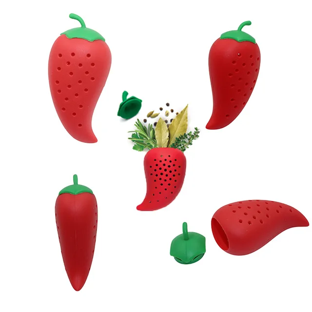 

Hot tea balls silicone spice seasoning box balls soup coffer and tea strainer filter cooking tools, Red