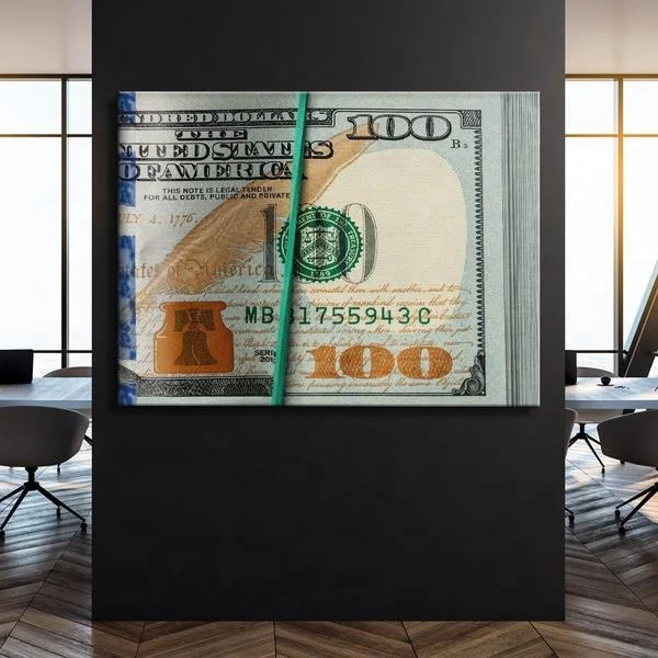 

HD Abstract Money Poster Nordic Oil Painting Canvas Money Printed Picture Motivation Poster Three Dimensional Cash Home Decor, Multiple colours