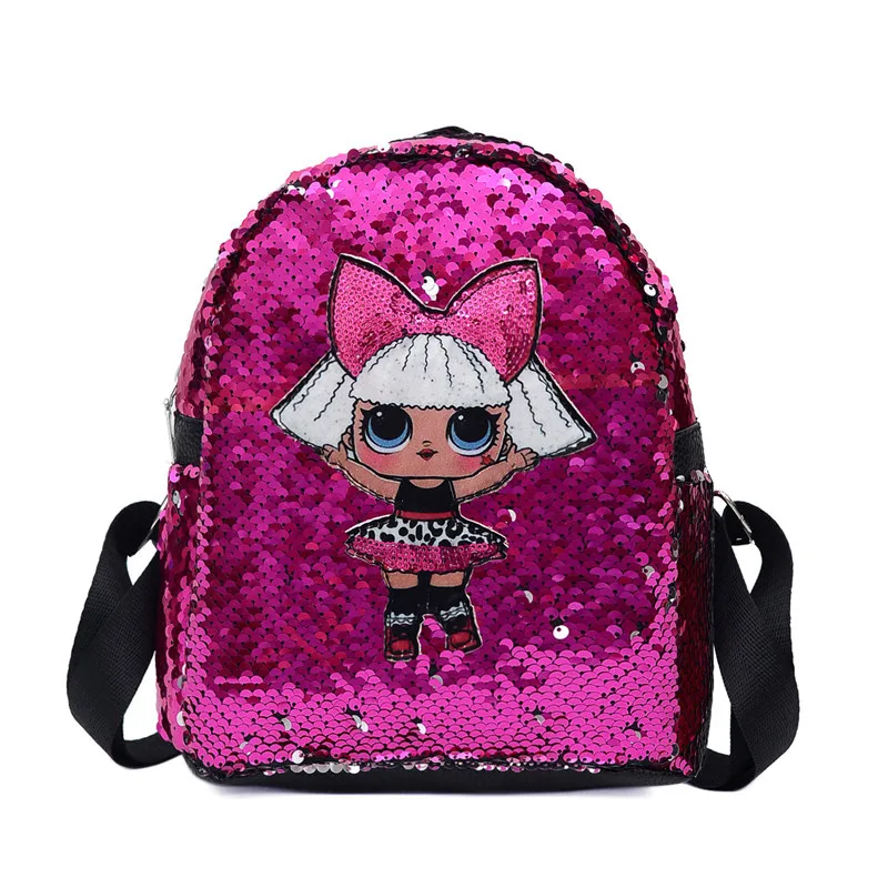 

Fashion new children's backpack cute doll backpack personality trendy female bag little girl PU sequined school bag, 6colors