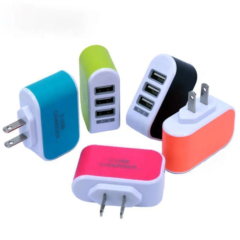 

USB Fast Wall Charger US Plug 3 Ports 3.1A Portable Mobile Phone Travel Wall USB Chargers for iPhone For Android Smartphone