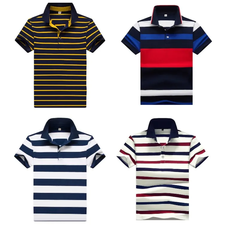 

Wholesales Design Custom Logo 100 Cotton Stripes Uniform Golf Polo Shirt For Men, 4 colors