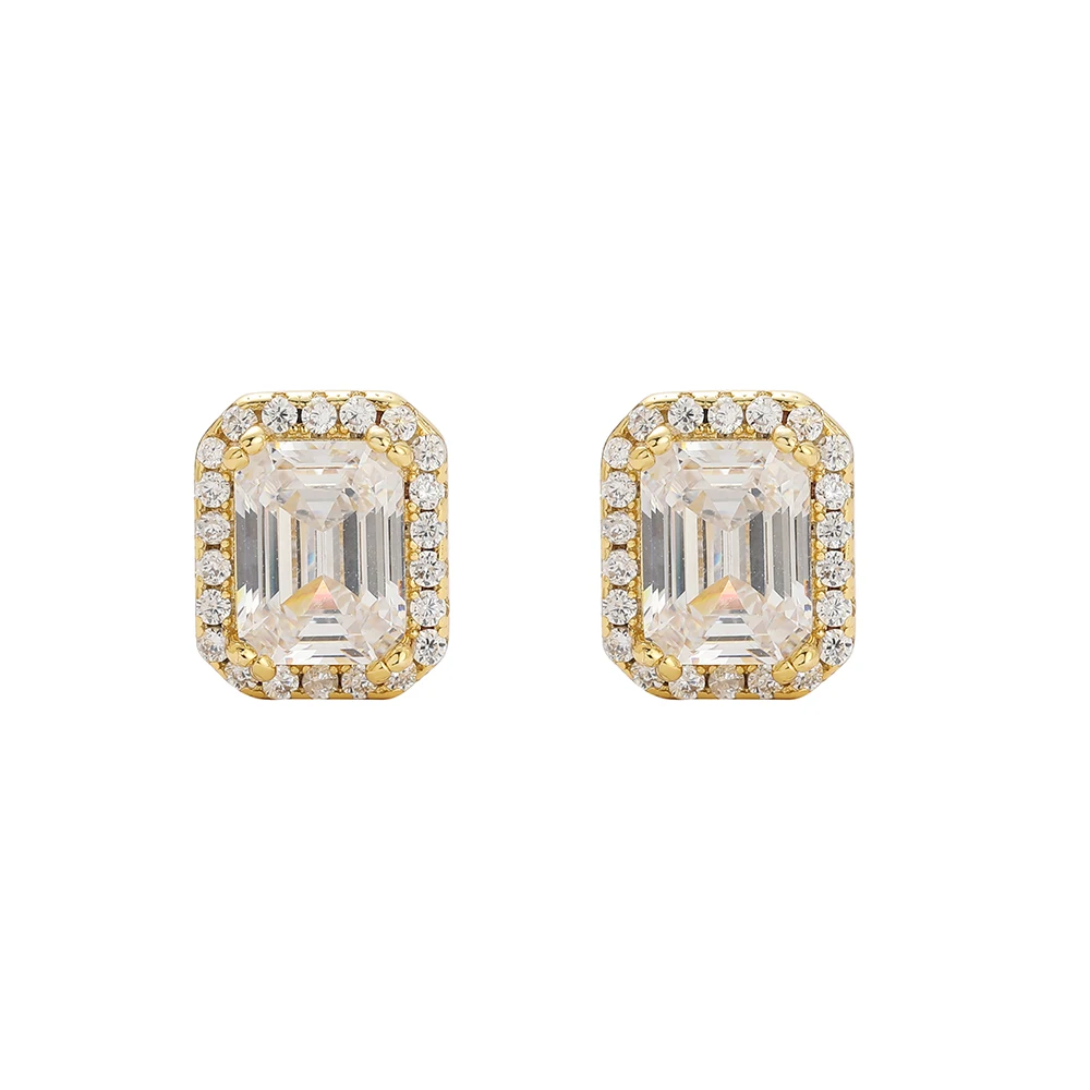 E081 Iced Out Brass Cubic Zircon Earrings for Men and Women Fashion Jewelry