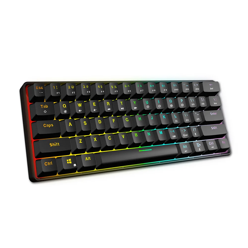 

gateron switches IP68 water proof Wired 61 keys RGB backlight with macro Mechanical programmed Gaming keyboard, Black with rgb light