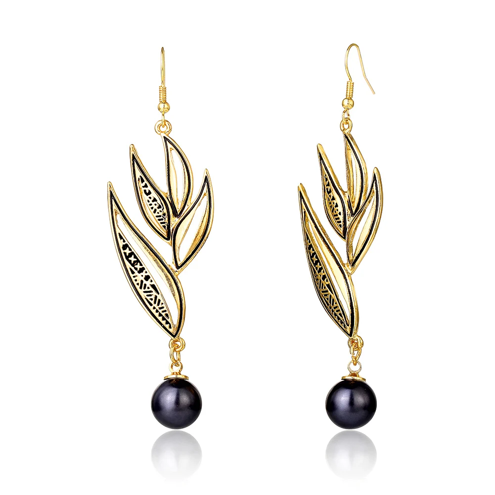 

SophiaXuan Earrings Jewelry Black Pearl Leaf Shape Flower Hawaiian Earrings For Women, Customized color
