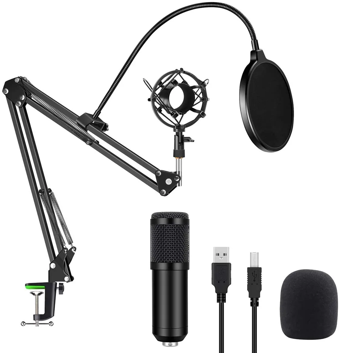 

Microphone USB Mic BM800 Black Condenser Microphone With scissor stand filter For Laptop Smartphone sound card Free