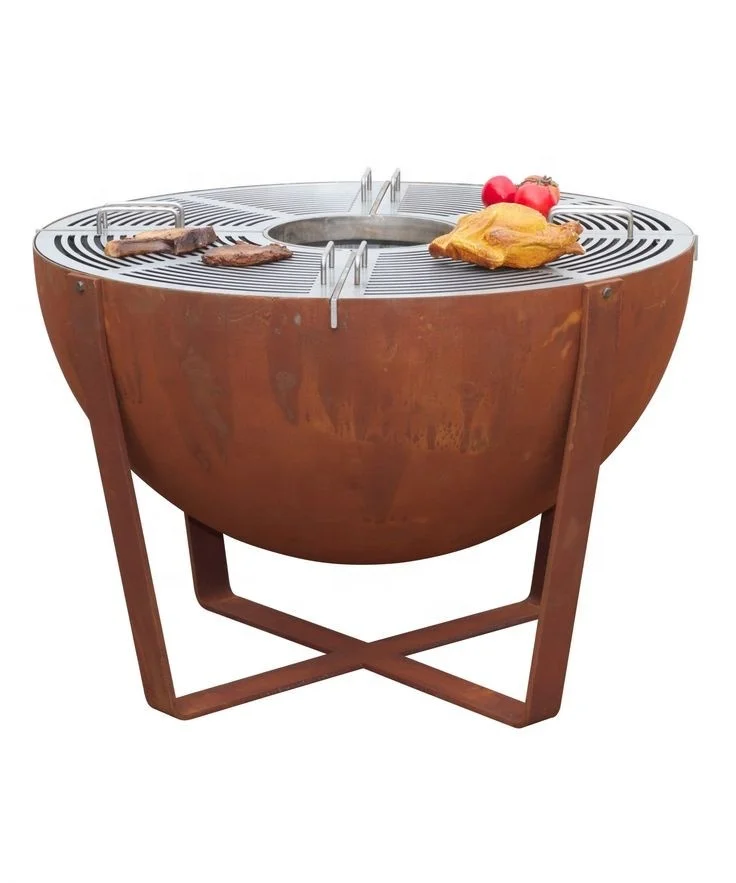 

Barbeque grill outdoor wood burning for garden charcoal barbeque and oven grill Corten steel barbeque grill set