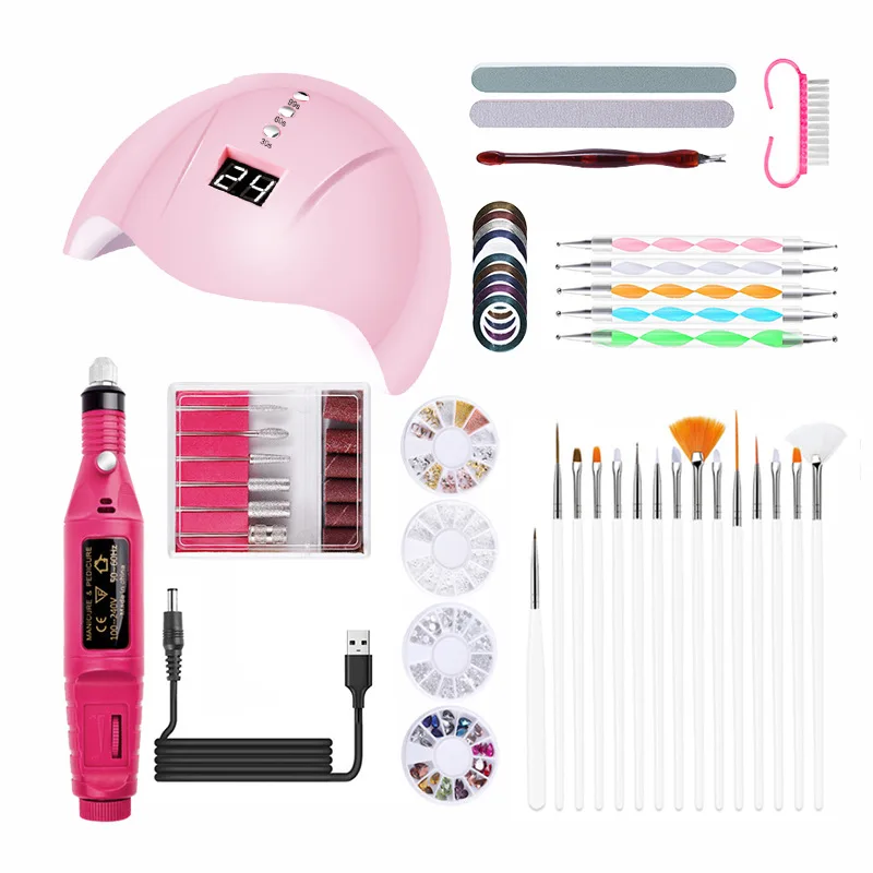 

Professional 3D Nail tools Supplies LED UV Nail Lamp Nail Manicure Set with UV lamp