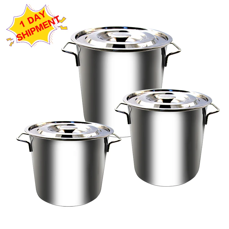 

Big Capacity Nonstick Wholesale 201 Stainless Steel Cooking Pot Sets Aluminum Cookware Soup Stock Pots, Silver