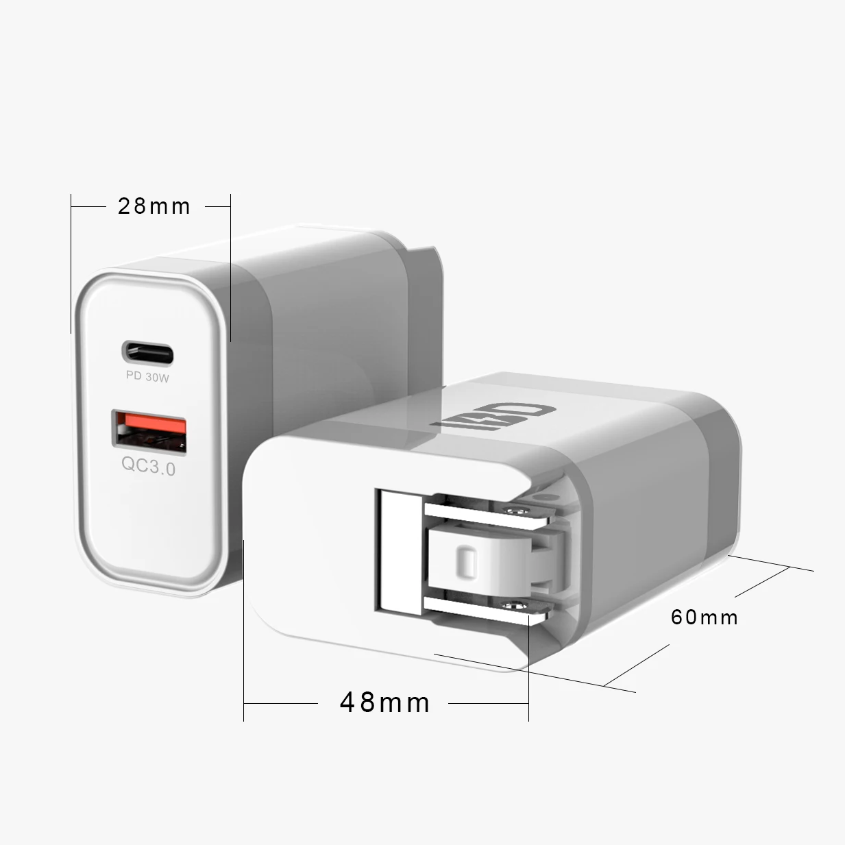 

30w fast usb c mobile wall charger fast charge QC PD dual port wall charger, Black+white/grey+white/full white/full black/oem