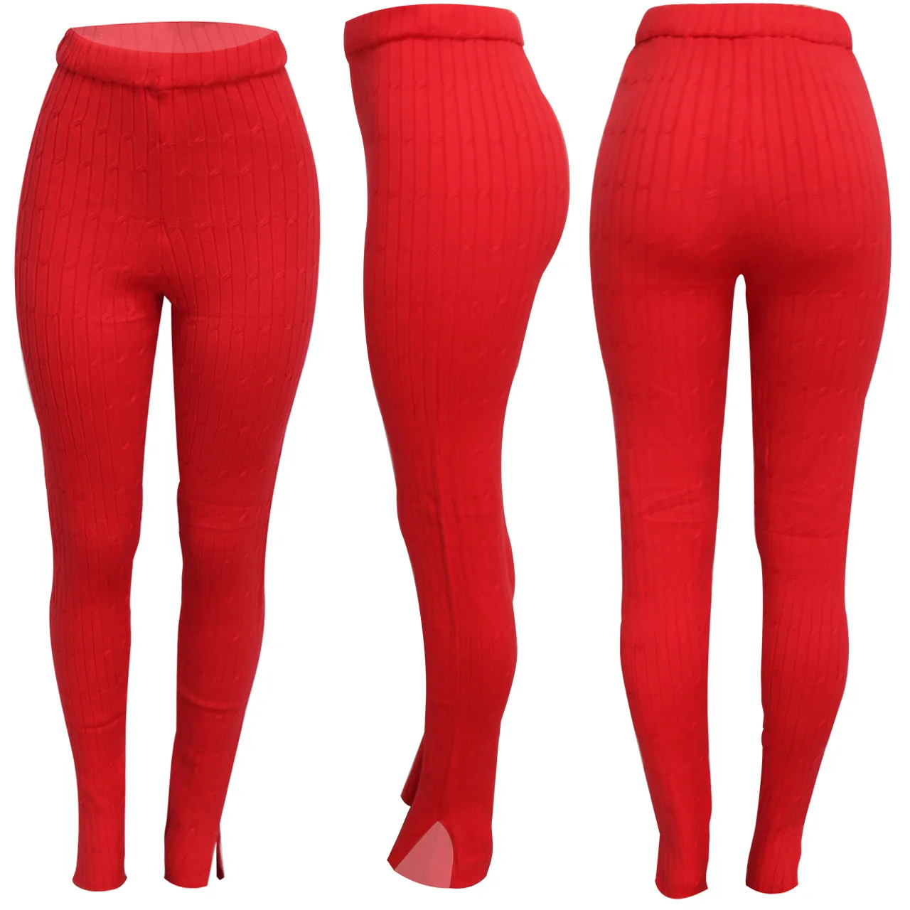 

Funw Trend Knitted Ladies Stacked Pants Legging Warm Winter Sweater Pants For Women