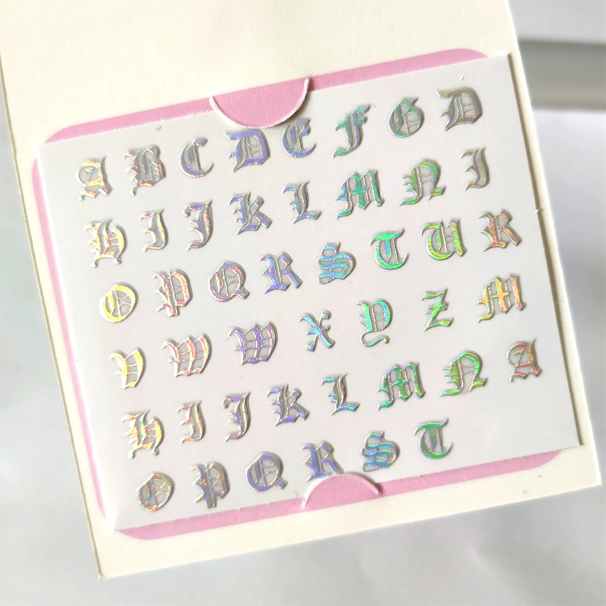 

Laser Letters Sticker Retro Alphabet Nail Sticker For Nail Art Decoration XF6001-XF6072