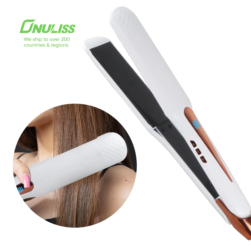 

Custom Logo LCD Ceramic Wide Panel Hair Straighteners Flat Irons