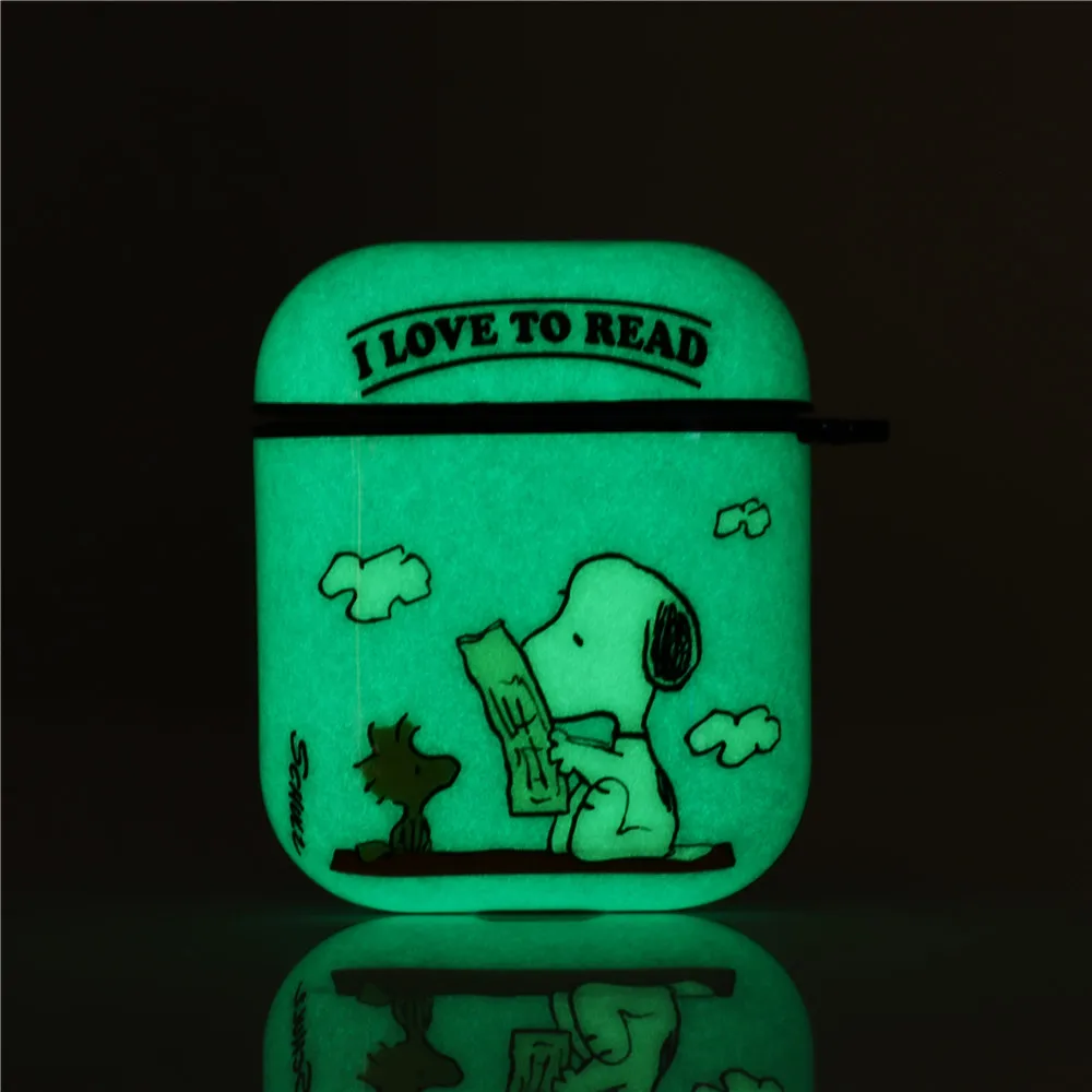 

Luminous Fluorescent Snoopy Hard Plastic PC Protective Cover For Apple Airpods 1 2 Cases