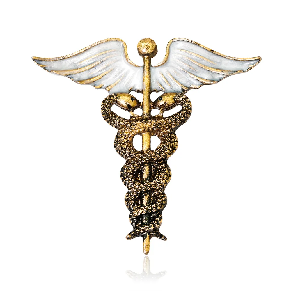 

Mens Suit Collar Pins Double Snakes Animal Brooches Custom Jewelry Accessories Caduceus Brooch Pins For Sale, Gold etc