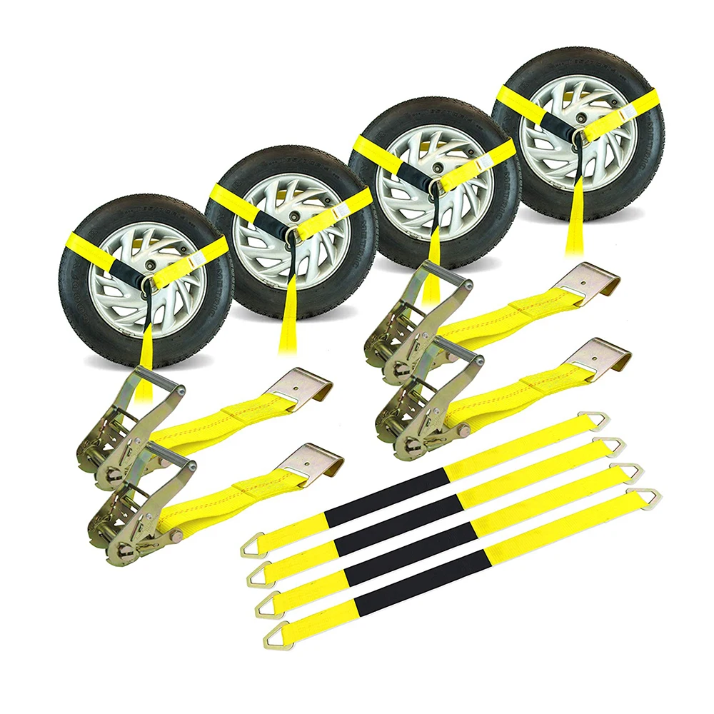 Car Tie Down Kit With 4 Lasso Straps 4 Flat Hook Ratchets And 4 Free 36 ...