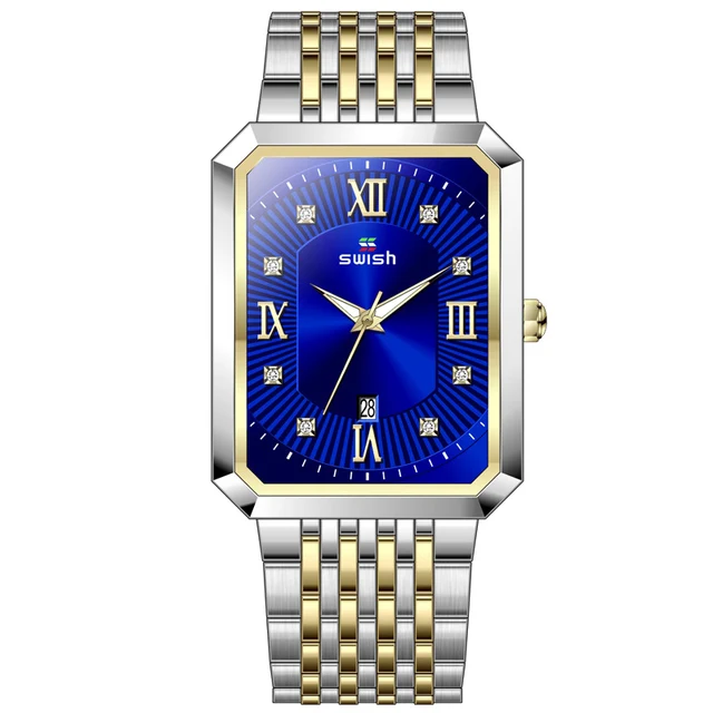 

SWISH Luxury Men's Rectangle Watches Top Brand Black Business Wristwatch Waterproof Military Quartz Watch Relogio Masculino