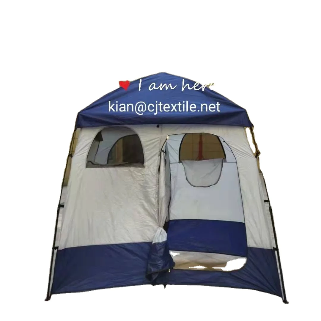 

Factory Cheap Price Waterproof Fiberglass Camping Large Size Double Room Changing Dress Shower Tent, White+ blue