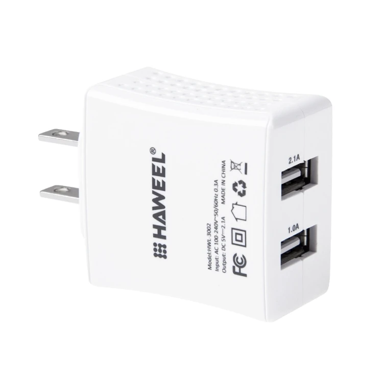 

12 PCS HAWEEL 2 USB Ports Max 3.1A Travel Charger Kit with Display Stand Box US Plug for Celular