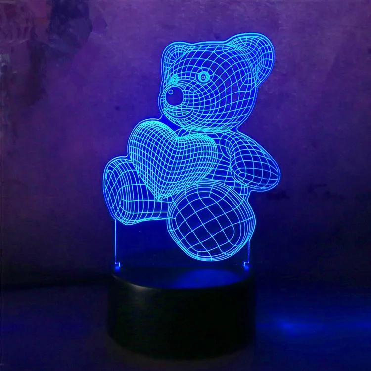 Cute bear 3D Lamp LED Night lights heart Birsday Custom name lighting valentine's day gift USB touch sensor decorative lamp