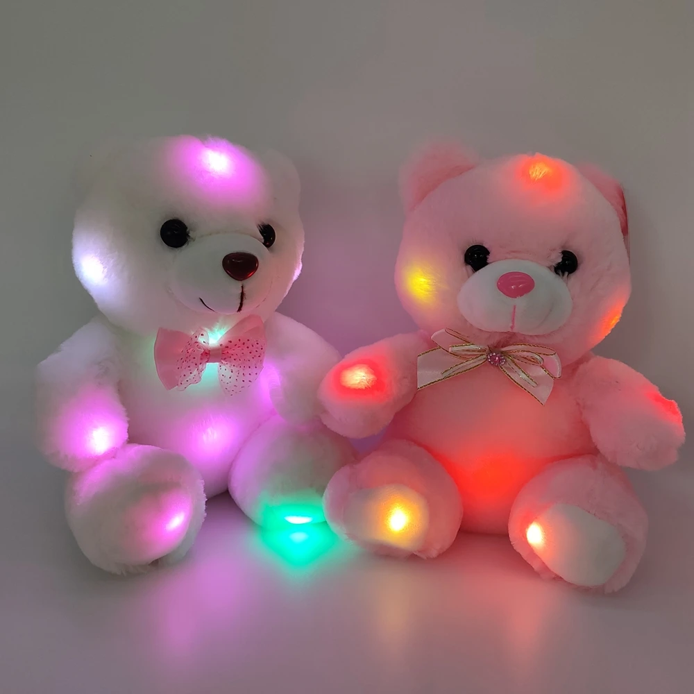 

Wholesale Valentine's Day Gift 23cm LED Light Up Teddy Bear Plush Stuffed Toy Lighting Plush Glowing Teddy Bear