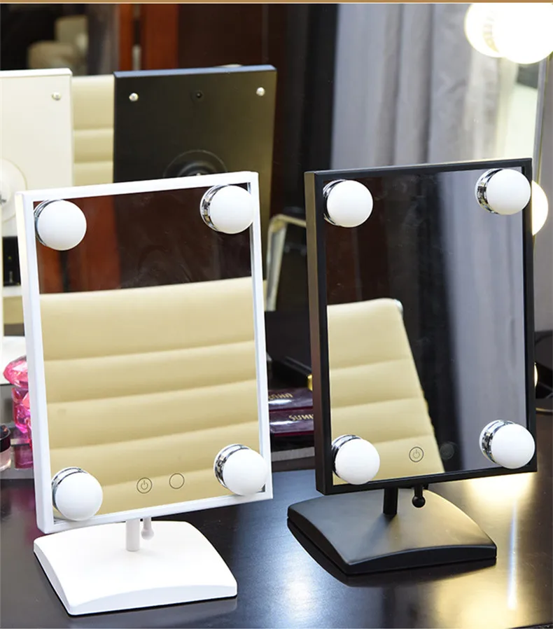 

Smart Table Double Sided Led Makeup Mirror With Lamp Dressing 3 Times Enlarged Princess, Black/white/rose gold