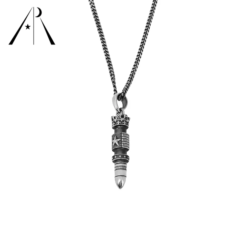 

Wholesale Sterling Silver Necklace 925 Bullet Link Chain Punk Men's Popular Spike Necklace