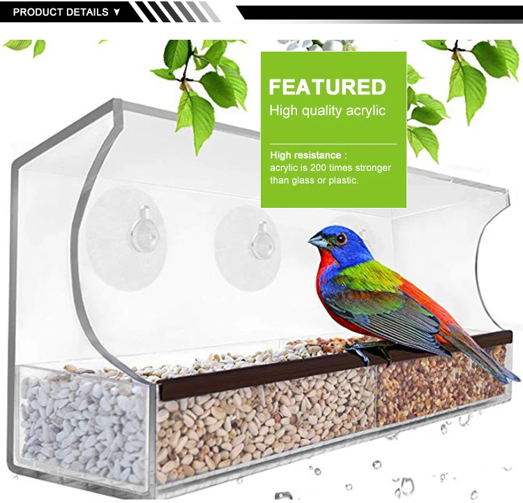 Customized Rectangle Bird Feeder Window Bird Feeder Pet Bowls & Feeders ...