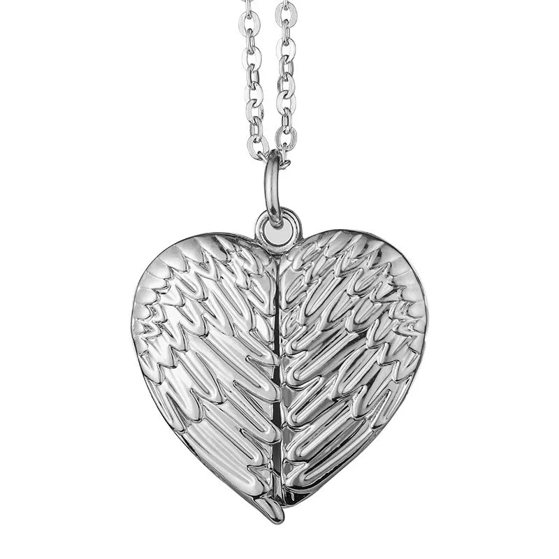 

Hot Selling Custom Sublimation blank Angel Wings necklace, Silver