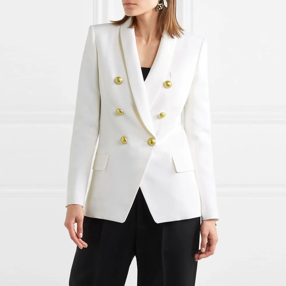 Elegant Blazer Women's Suit Double Breasted Slim Fitting Women Blazers Jacket Ladies Coats Outerwear Y12647