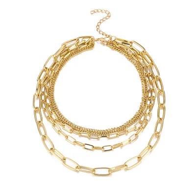 

NC-0234 Hot Selling Multi-Layer Sweater Chain Fashion Diamond Jewelry Chain Necklace Women Trend Ladies Necklaces For Womens, Sliver/gold color