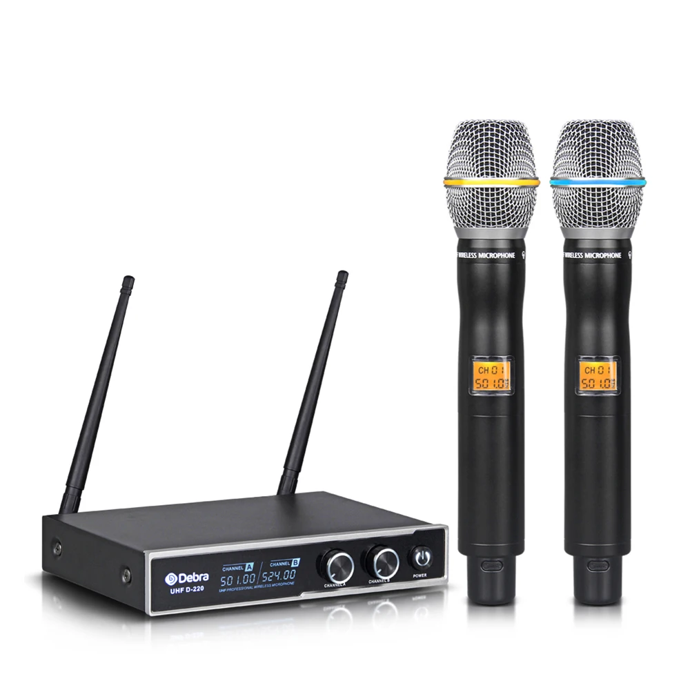 

Debra Audio Professional D-220 Metal Dual Handheld Mic UHF Wireless Microphone System Good sound for karaoke Speech recording
