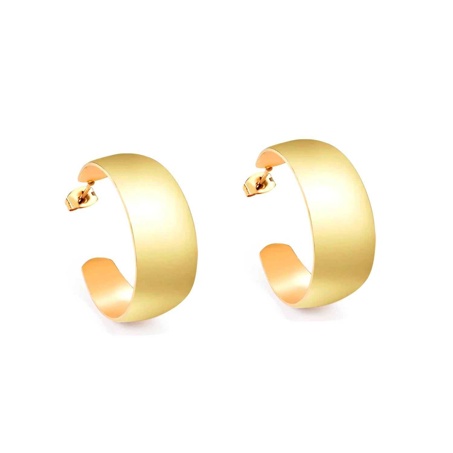 

Multi Size Stainless Steel Cable Wire Gold Hoop Earrings For Women, Gold/steel