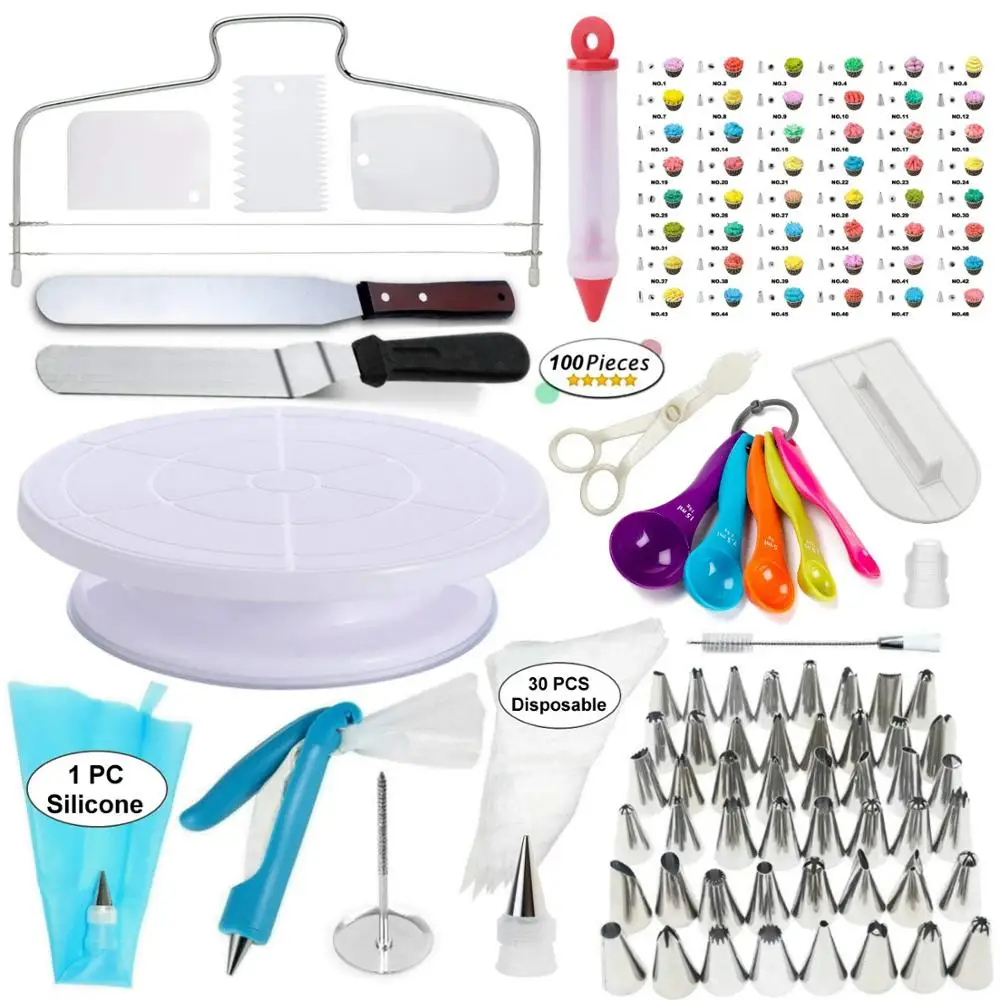 

Amazon hot sell high quality 100 piece cake stand set wedding decorating kit, As the picture
