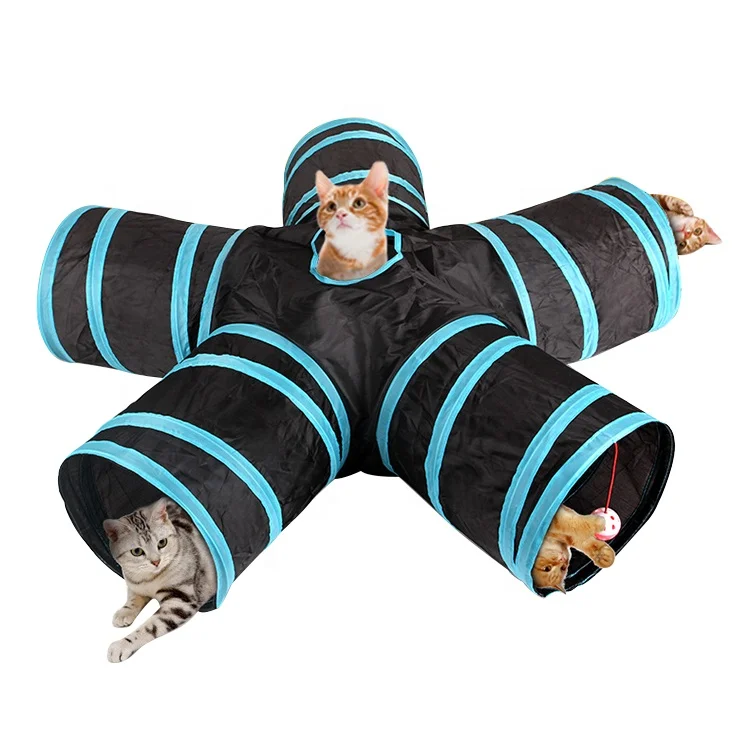 

Attractive Eco-Friendly Cat Tunnel 5 Way Pet Cat Tunnel Toy, Blue