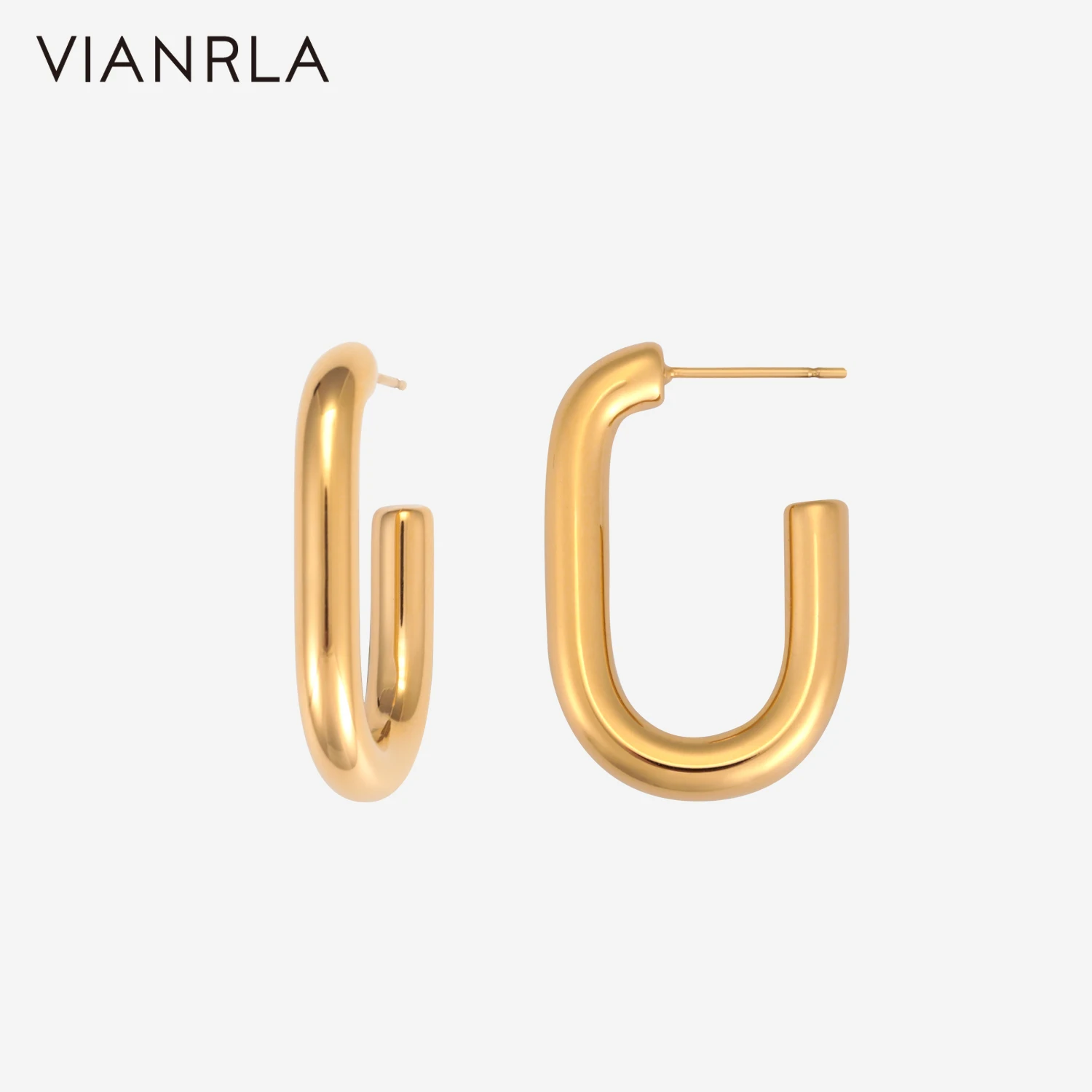 

VIANRLA Stainless Steel Jewelry U Shape 27.5*18mm Earrings Gift 18K Gold PVD Plated Ear Clip