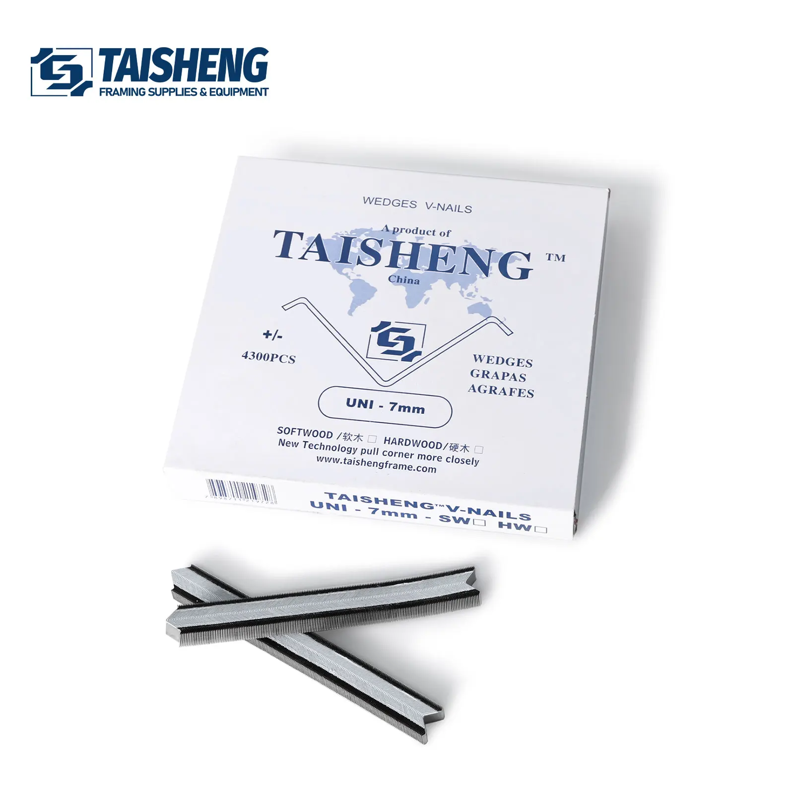 TS-D41 TAISHENG Iron V-Nails UNI Type 7MM Smooth Shank Wedges for Softwood Picture Frame Corners for Picture Framing