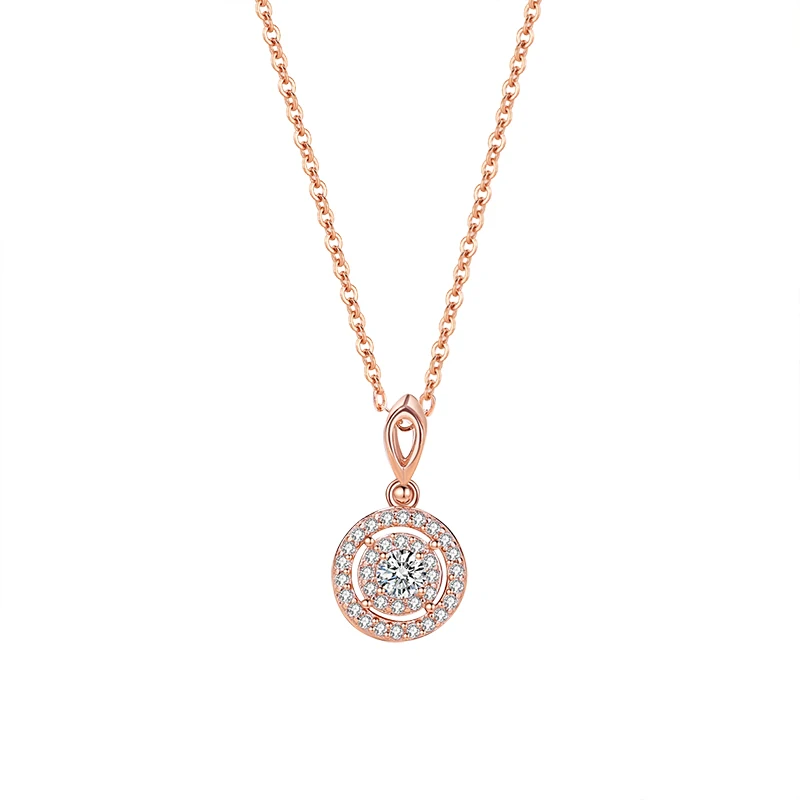 

MOYU Dainty Bling Rose Gold Jewelry Necklace 925 Sterling Silver Full Inset Diamond Cubic Zirconia Pendant Necklace for Women