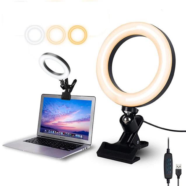 

6 Inch Adjustable Professional Live Video Conference Lighting Selfie Led Photography Ring light for Laptop Computer Desktop