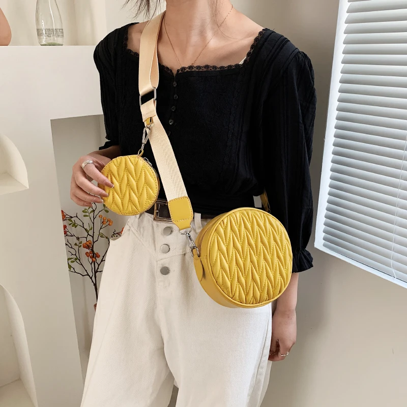 

New Arrival Handbags 2021 Women Fashion Purses Round Shoulder Crossbody Bags, Khaki, white, yellow, black