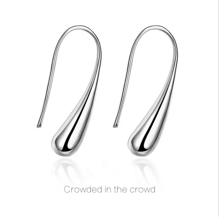 

Amazon Hot Sell Beautiful Silver Plated Hook Teardrop Earrings For Women's Piercing